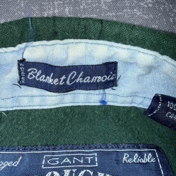 Vintage Gant Rough Weather Shirt Mens XL Green Blanket Chamois Hunting Deer Bear - Picture 6 of 9